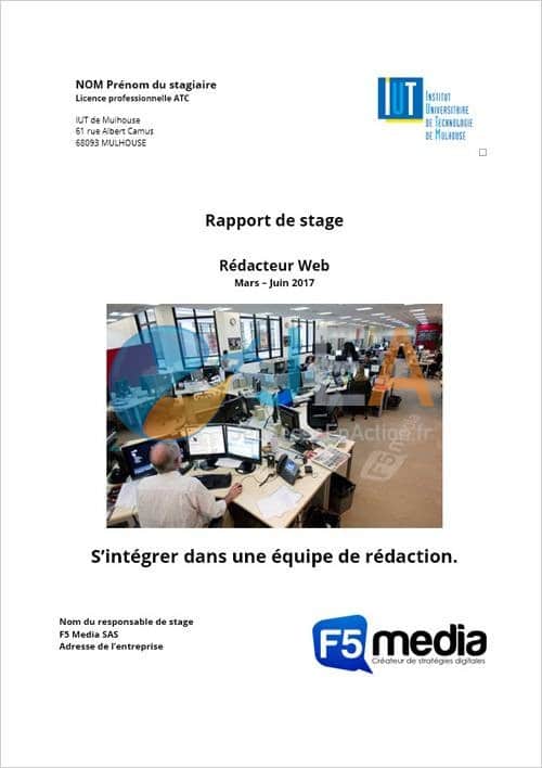 page garde rapport stage